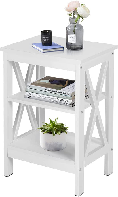 Versatile Nightstands X-Design Side End Table Night Stand Storage Shelf with Bin Drawer