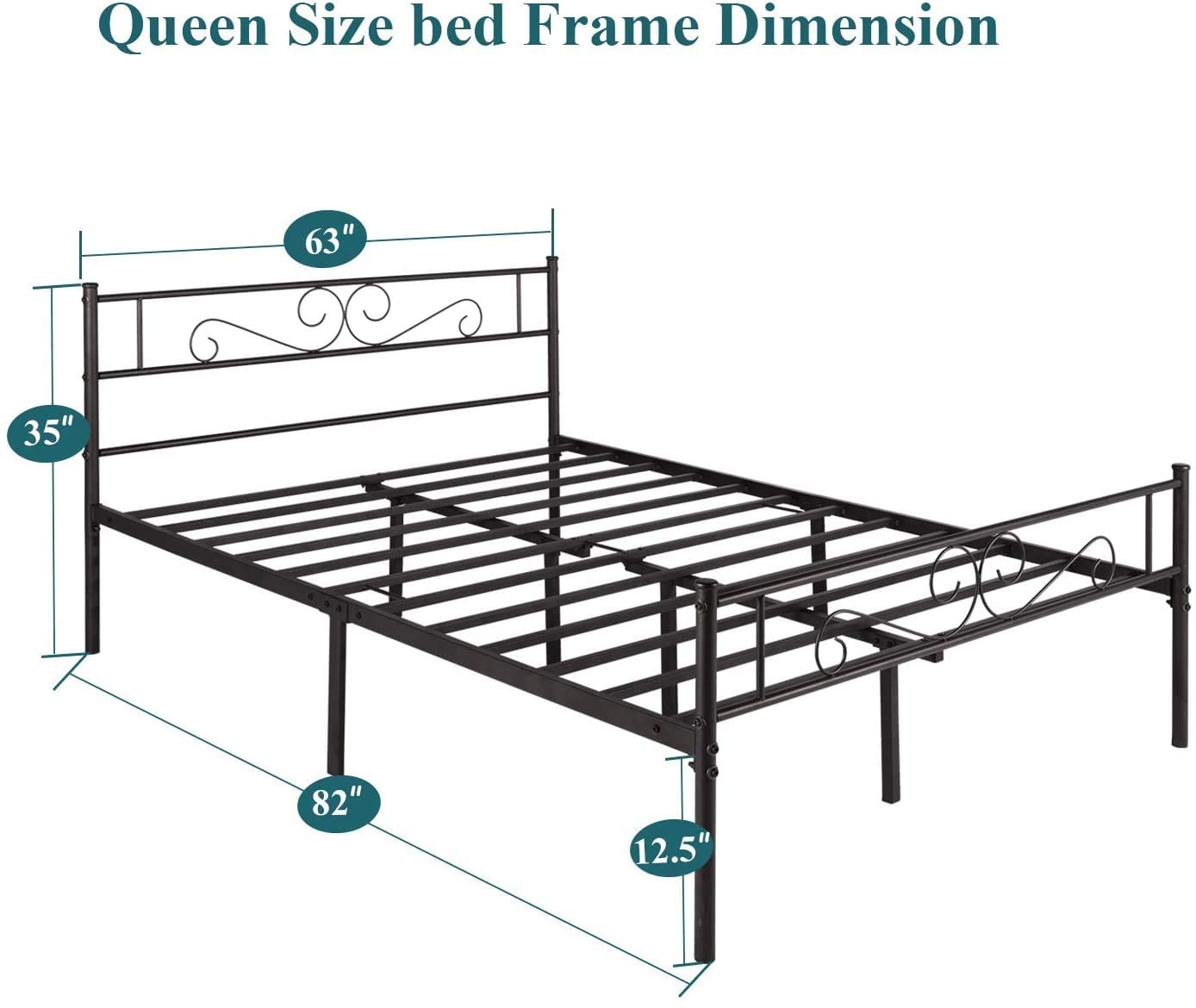 Platform Metal Bed Frame, Mattress Foundation with Headboard & Footboard