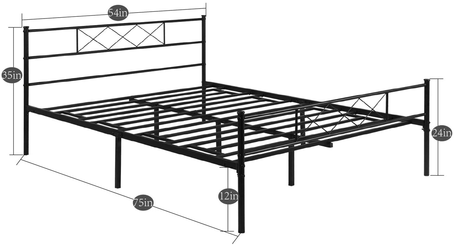 Metal Platform Bed Frame Mattress Foundation with Headboard & Footboard/Firm Support
