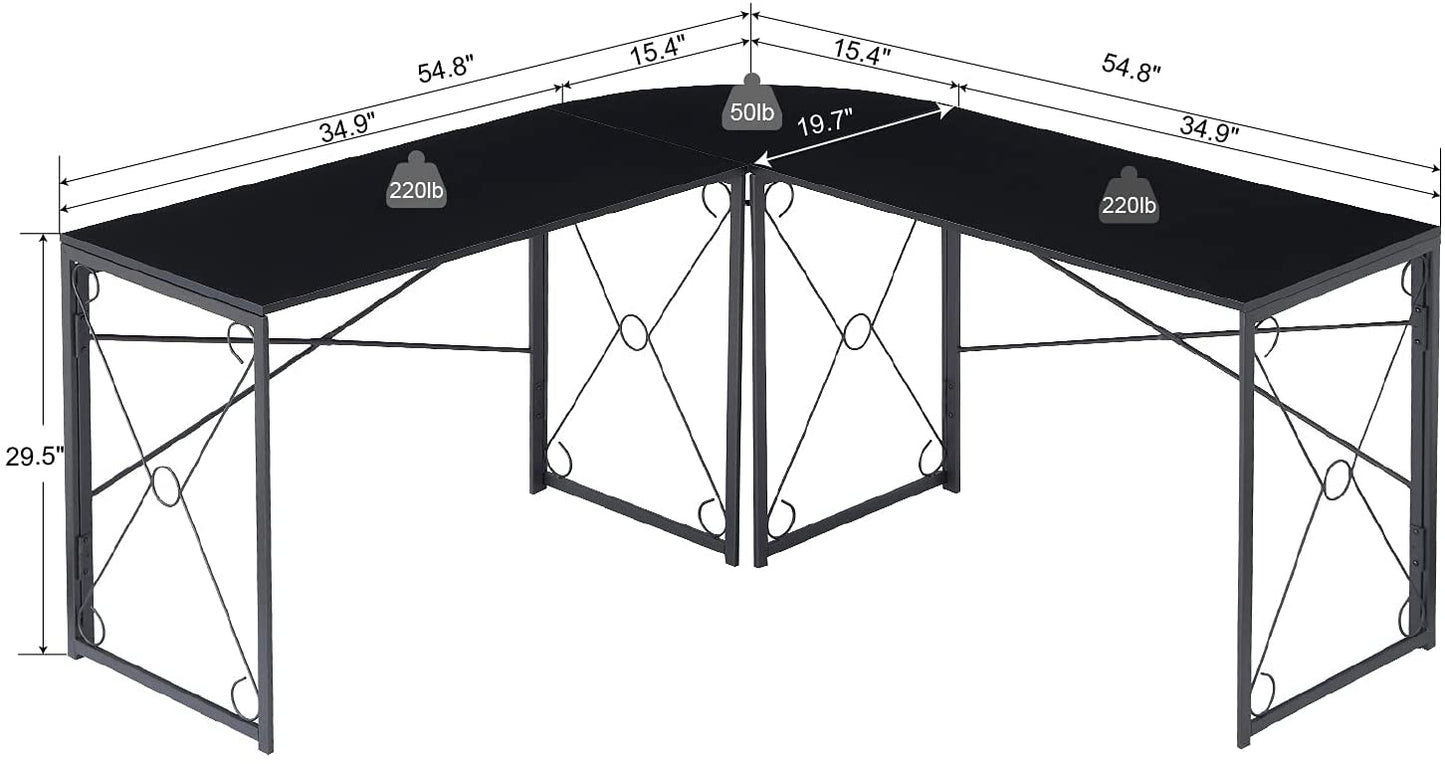 59’’x59’’ L Shaped Computer Desk, Large Corner Gaming Table, Multi-Usage
