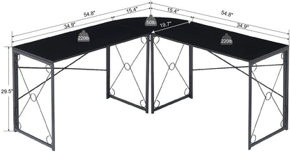 59’’x59’’ L Shaped Computer Desk, Large Corner Gaming Table, Multi-Usage