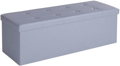Brown Foldable Storage Ottoman Bench - HWLEXTRA