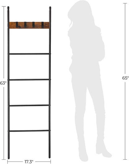 Blanket Ladder, 5-Tier Ladder Shelf, 17.3 x 63 Inches - HWLEXTRA 