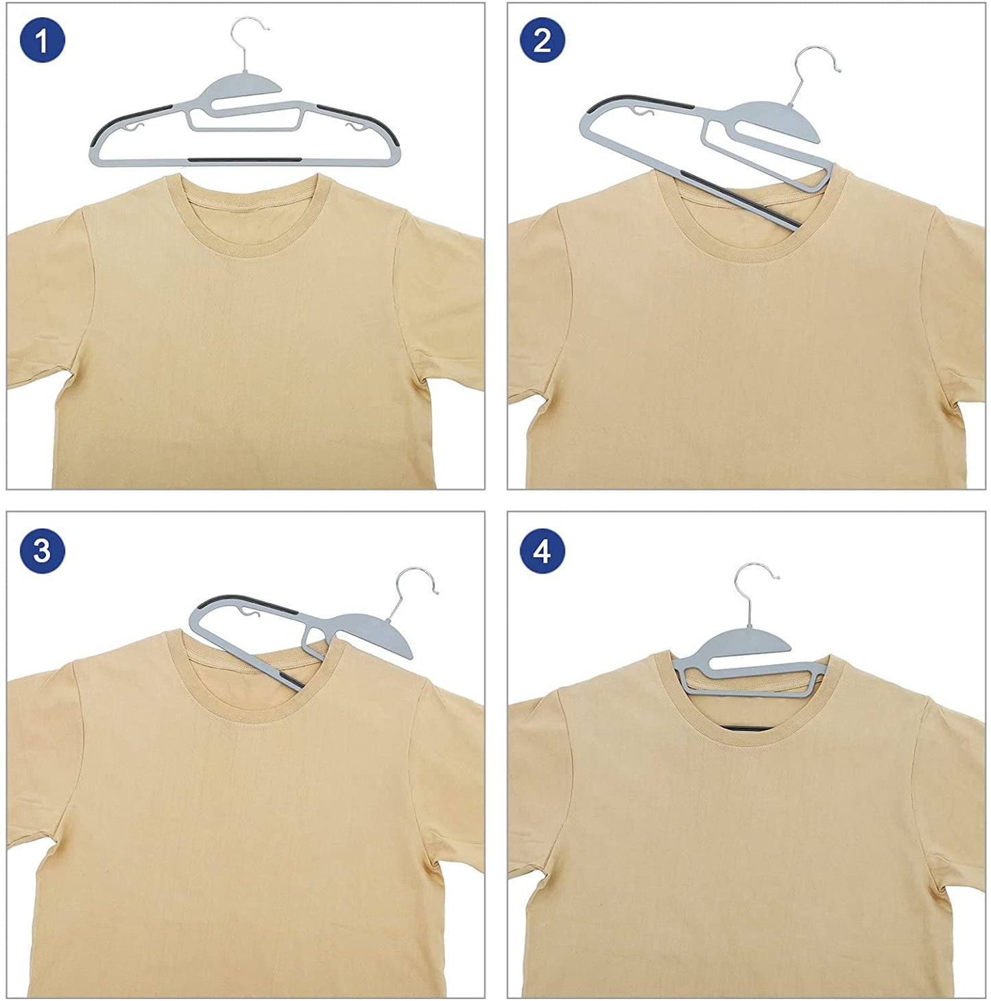 50 Pack Coat Hangers, Premium Quality Plastic Suits Hangers, Heavy Duty, S-Shaped Opening