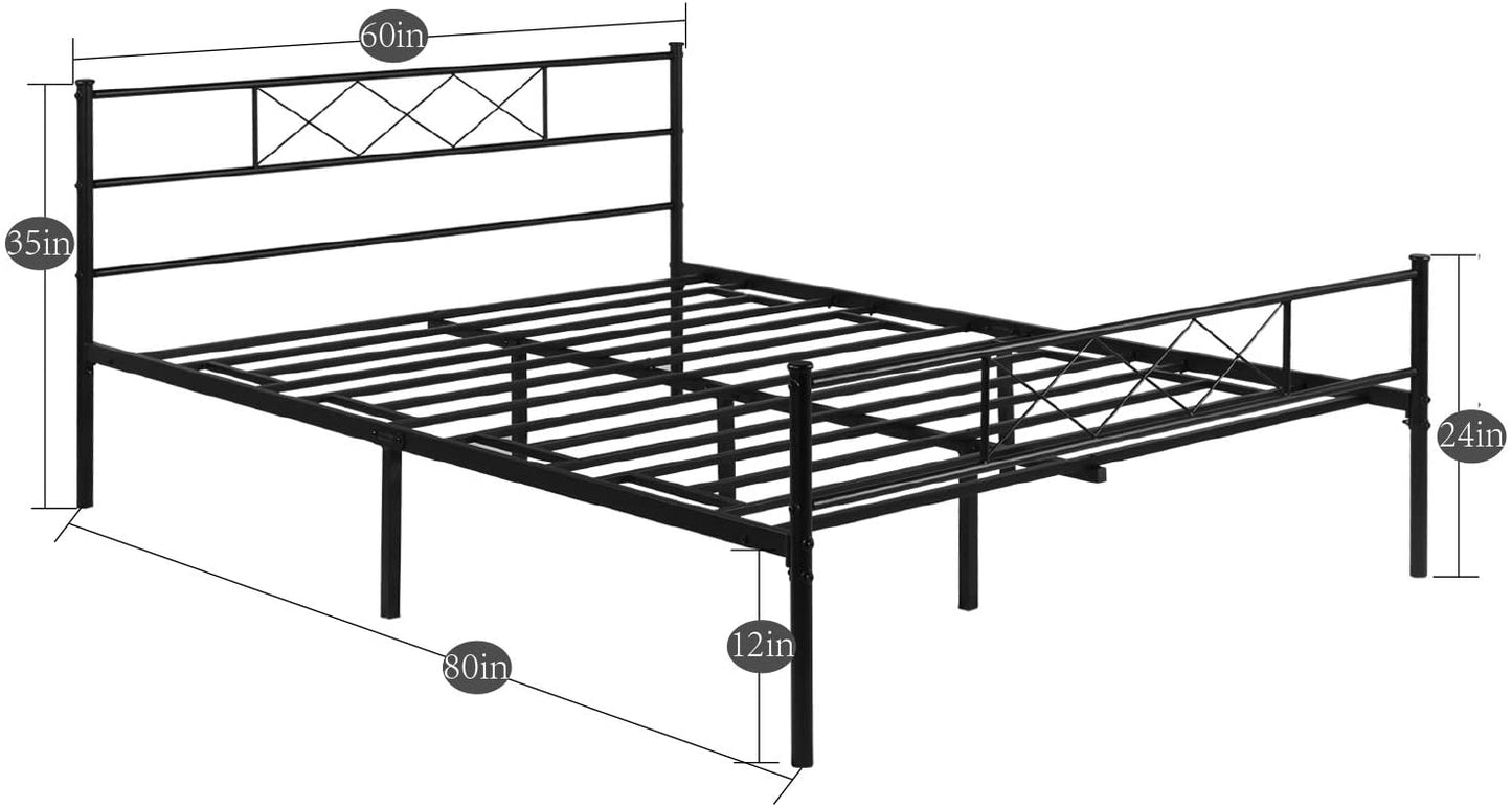 Metal Platform Bed Frame Mattress Foundation with Headboard & Footboard/Firm Support