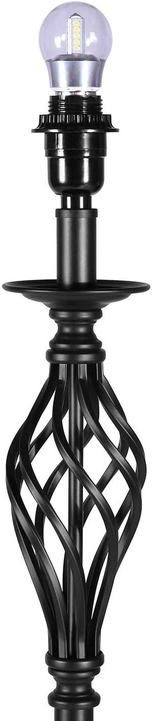 Floor Lamp with Linen Lampshade & Black lampbody Foot Pedal Switch Long-Distance Control