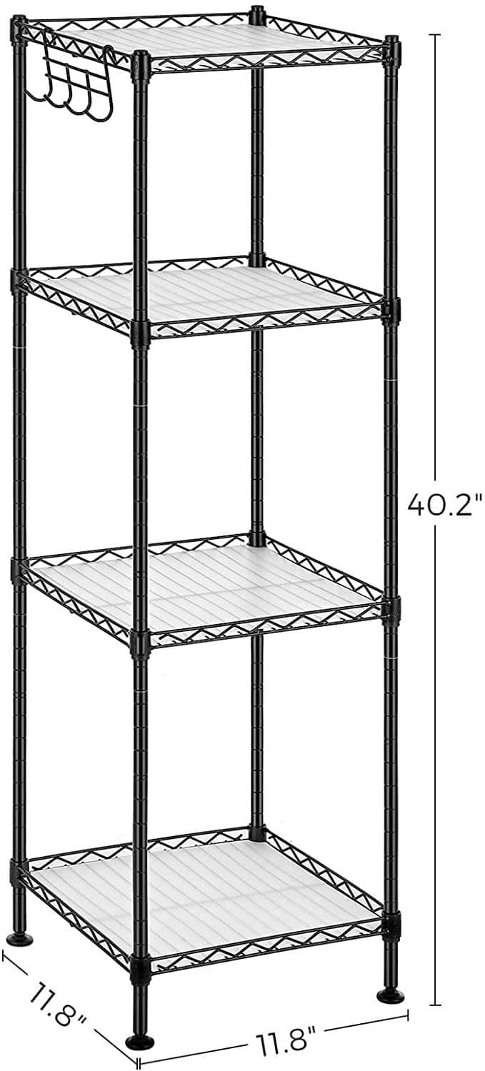 4-Tier Bathroom Shelf, Wire Shelving Unit, Metal Storage Rack for Small Space - HWLEXTRA 