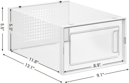 Shoe Boxes, Set of 18 Shoe Storage Organizers, Stackable and Foldable for Sneakers - HWLEXTRA 
