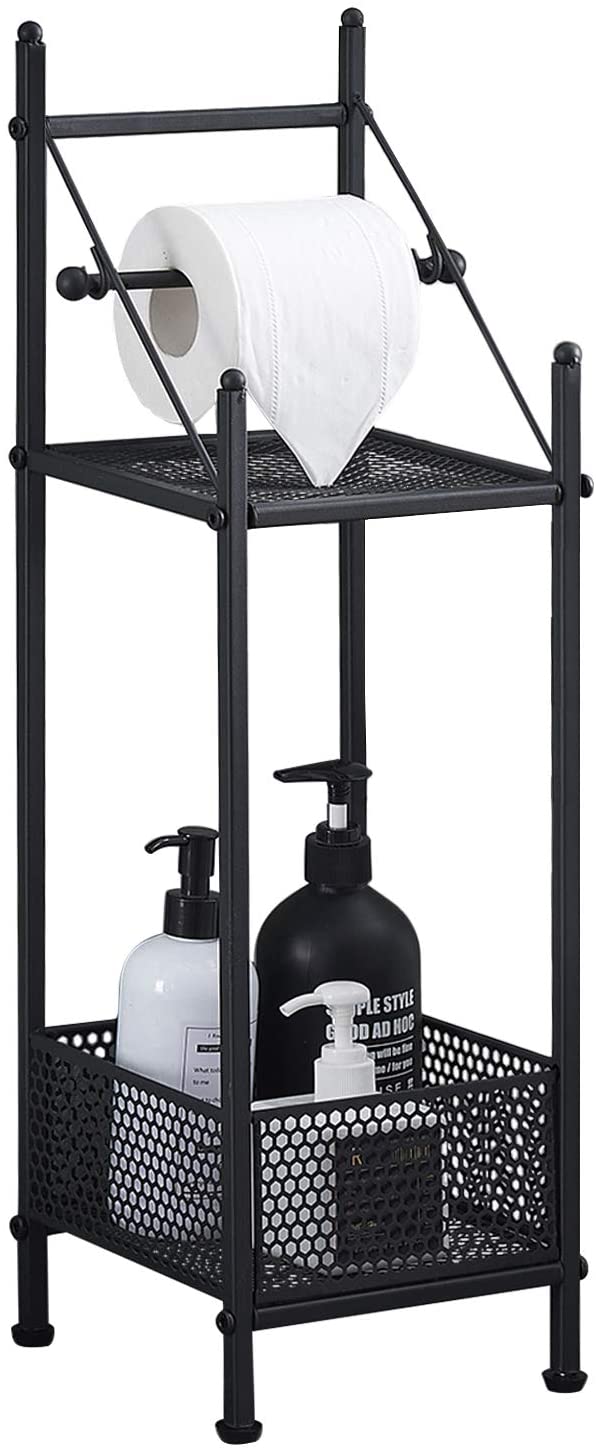 2-Tier Bathroom Toilet Paper Shelves, Towel Rack with Towel Bar