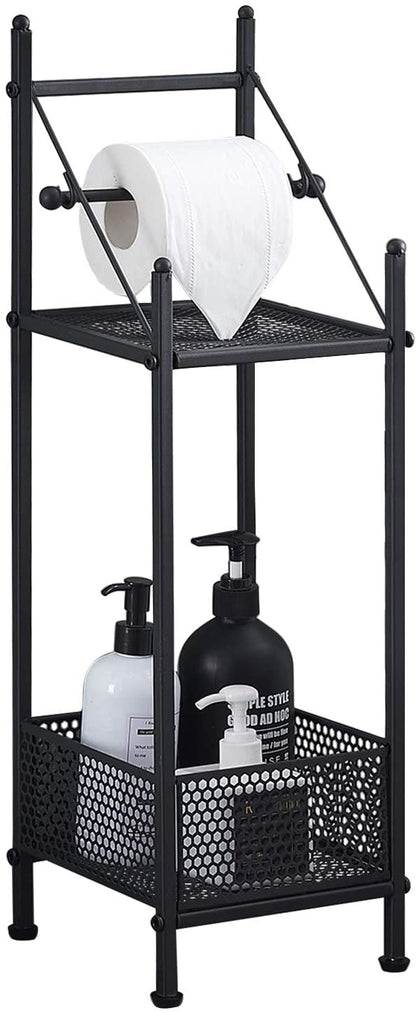 2-Tier Bathroom Toilet Paper Shelves, Towel Rack with Towel Bar
