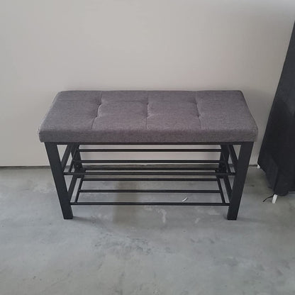 Shoe Bench, 3-Tier Shoe Rack for Entryway, Storage Organizer with Foam Padded Seat - HWLEXTRA 
