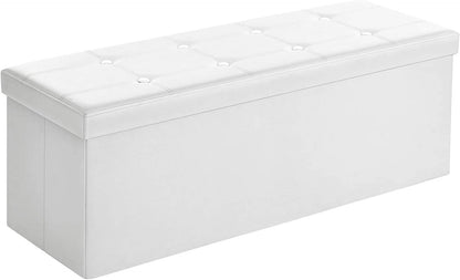 Brown Foldable Storage Ottoman Bench - HWLEXTRA