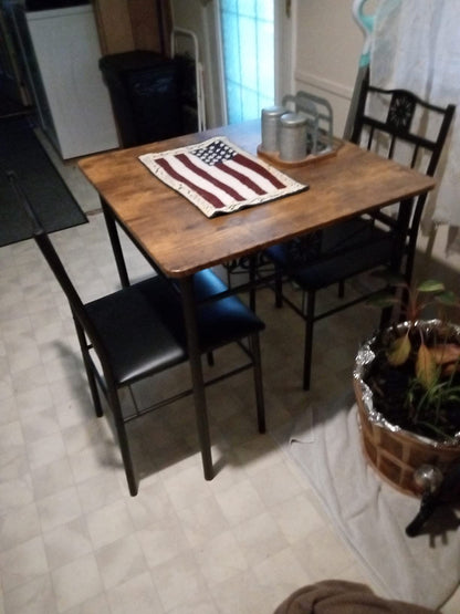 Kitchen Dining Room Table and Cushion Chairs, Dinette Sets, Space Saving, Retro Brown