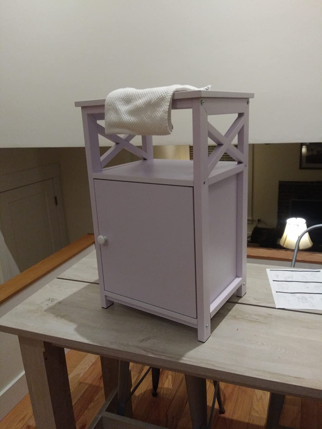 Versatile Nightstands X-Design Side End Table Night Stand Storage Shelf with Bin Drawer