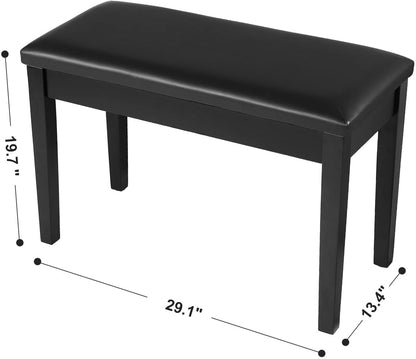 Wooden Duet Piano Bench with Padded Cushion and Music Storage Black