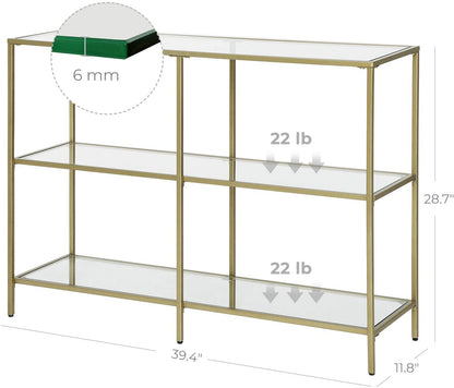 Console Table with 3 Shelves | 51.2 x 11.8 x 28.7 Inches | Metal Frame - HWLEXTRA 