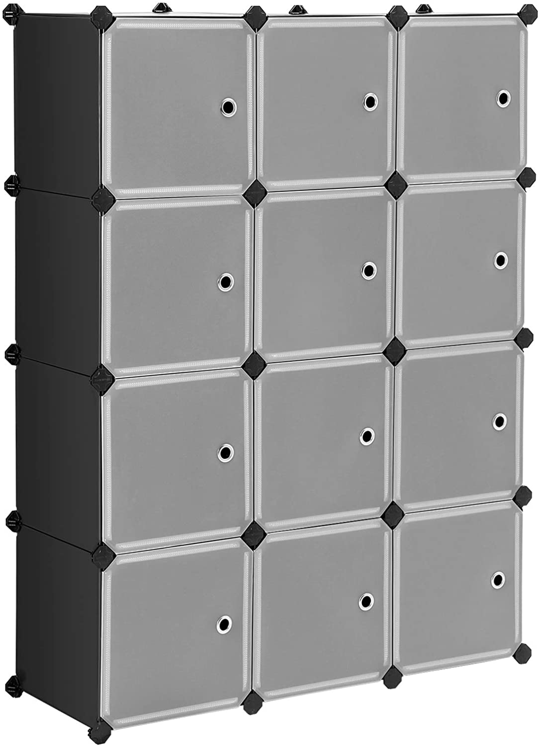 Cube Storage Organizer, 12-Cube Closet Storage Shelves, DIY Plastic Closet Cabinet - HWLEXTRA 