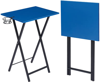 Foldable TV Tray Portable Wooden Snack Table for Livingroom, Tiny Desk, Set of 2