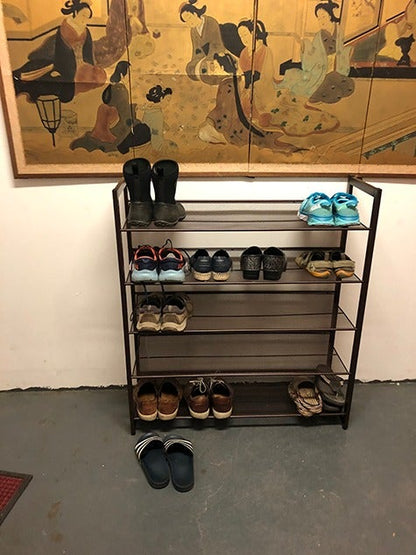 Shoe Rack, 5-Tier Stackable Shoe Storage Shelf, Metal Mesh - HWLEXTRA 