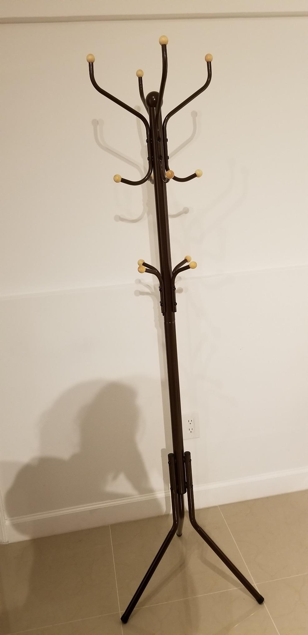 Metal Coat Rack 12 Hooks Display Hall Tree for Clothes Hats and Bags Brown