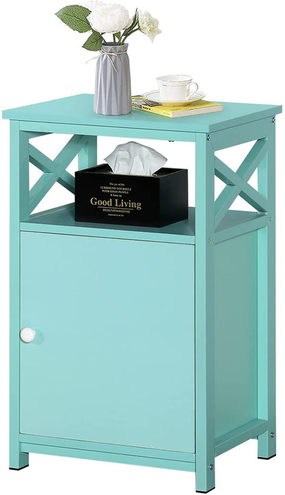 Versatile Nightstands X-Design Side End Table Night Stand Storage Shelf with Bin Drawer