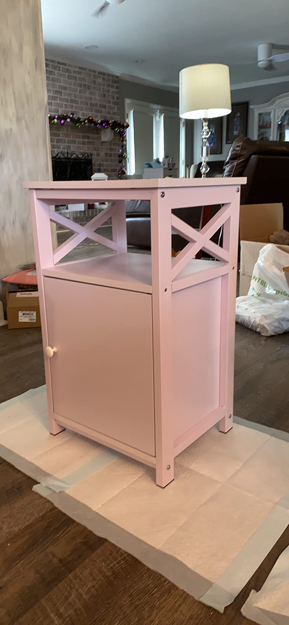 Versatile Nightstands X-Design Side End Table Night Stand Storage Shelf with Bin Drawer