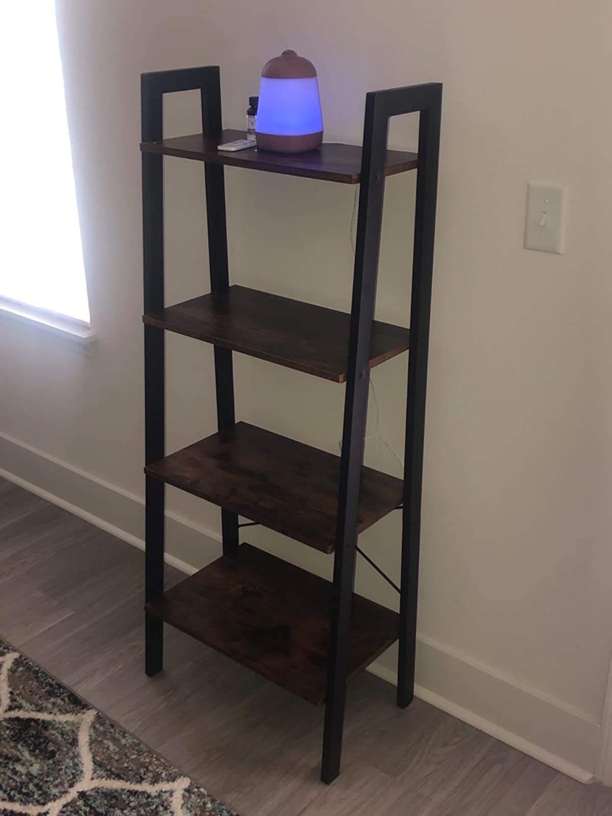 Charcoal Gray & Black 4-Tier Ladder Bookshelf - HWLEXTRA