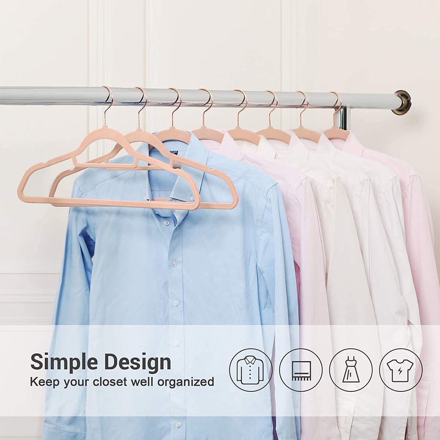 50 Velvet Coat Hangers Bundle with 30 Skirt Hangers, Space-Saving Closet Organization, Swivel Hooks - HWLEXTRA 