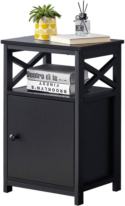 Versatile Nightstands X-Design Side End Table Night Stand Storage Shelf with Bin Drawer