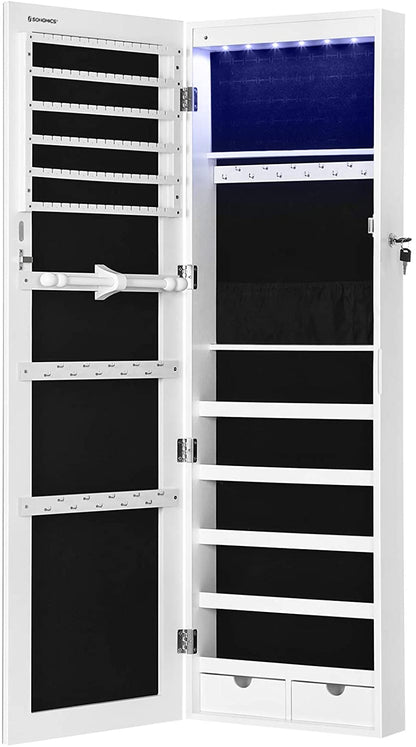 47.2" H Full Screen Mirror Jewelry Cabinet - HWLEXTRA 