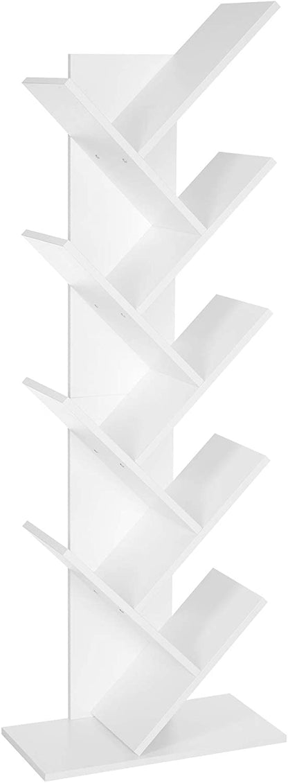 Brown Tree Bookshelf, 8-Tier Floor Standing Bookcase, Wooden Bookshelf - HWLEXTRA 