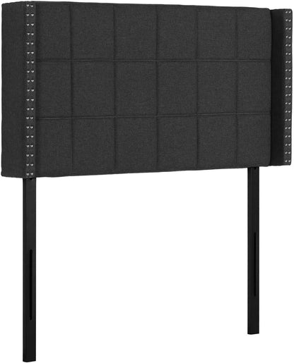Upholstered Height Adjustable Headboard with Decorative Nailhead Trim, 49.3''