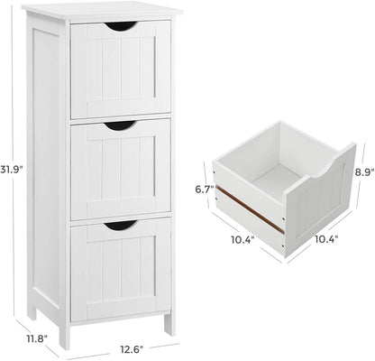 Bathroom Cabinet Floor Cabinet, Free-Standing Storage Cabinet with 3 Drawers, 12.6 x 11.8 x 31.9 Inches - HWLEXTRA 