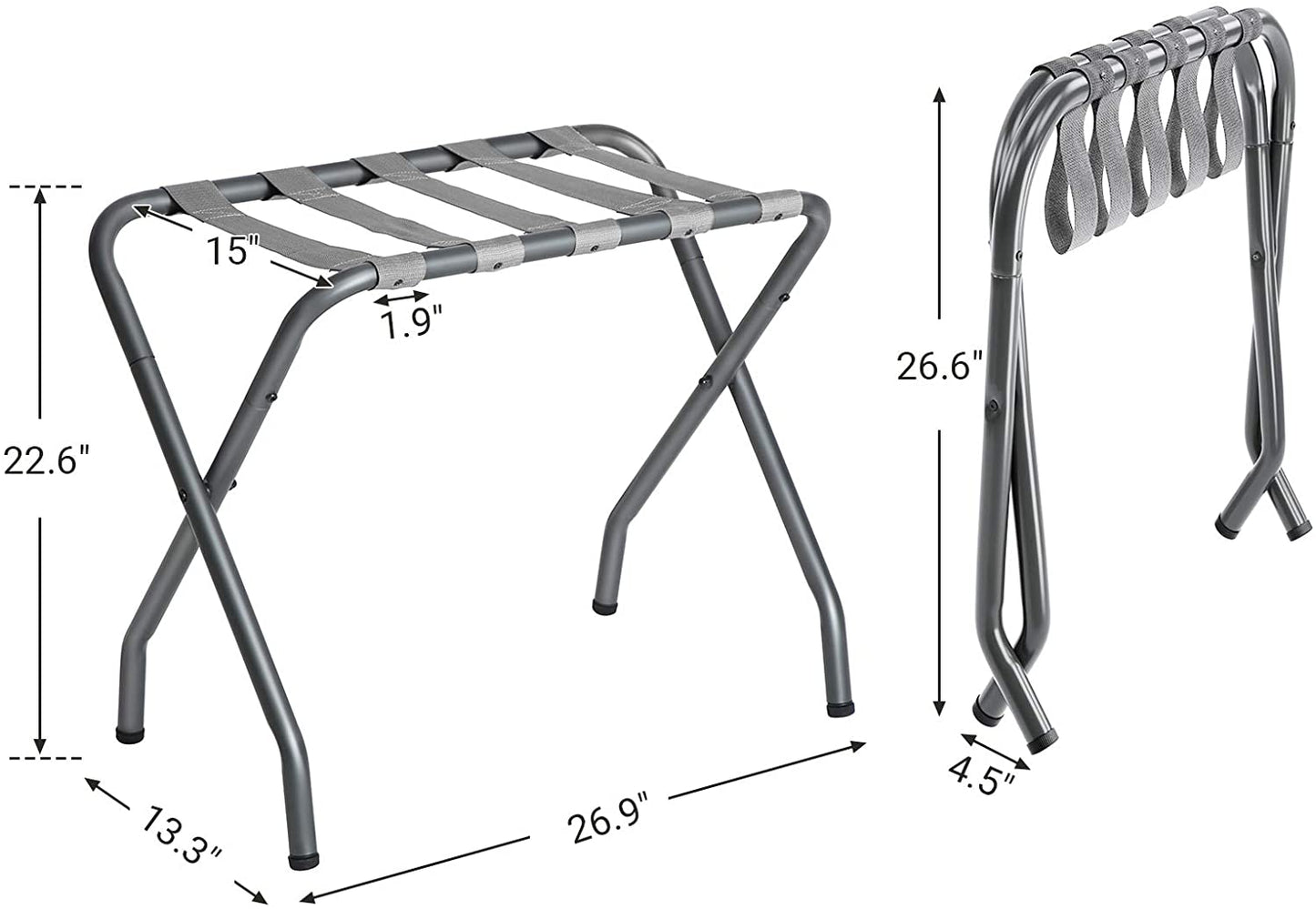 Metal Folding Luggage Rack, Pack of 2, Gray