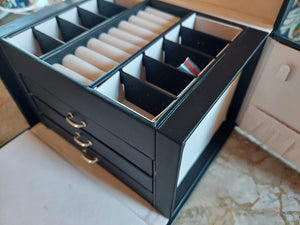 Jewelry Box, Jewelry Organizer 4 Levels, Lockable Jewelry Storage Case with Trays, Velvet Lining