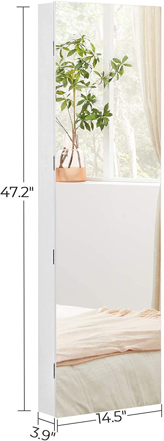 47.2" H Full Screen Mirror Jewelry Cabinet - HWLEXTRA 