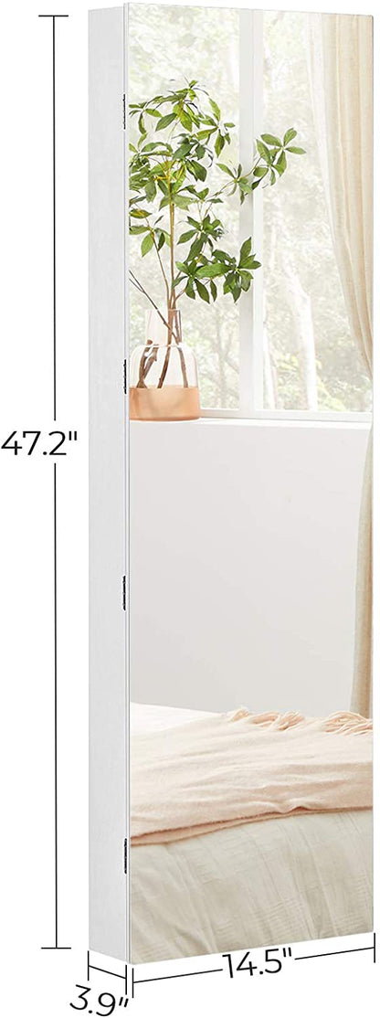 47.2" H Full Screen Mirror Jewelry Cabinet - HWLEXTRA 