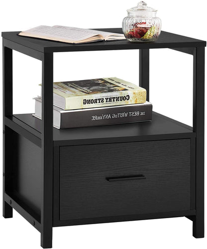 Modern Nightstand with Drawer Square End, Side Table