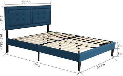 Twin Size Upholstered Platform Bed /Mattress Foundation with Height Adjustable Headboard