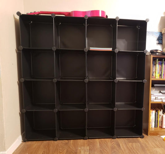 Cube Storage Organizer, 16-Cube Book Shelf, DIY Plastic Closet Cabinet - HWLEXTRA 