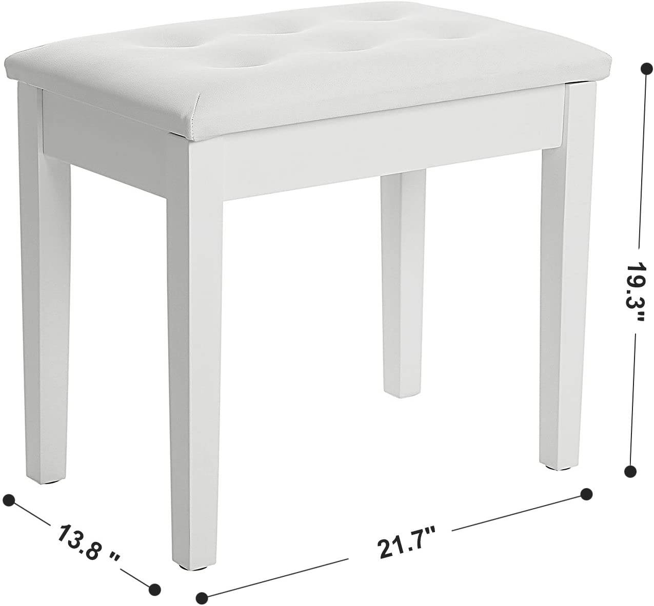 Padded Wooden Piano Vanity Bench Stool with Music Storage - HWLEXTRA 
