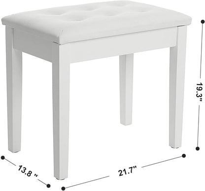 Padded Wooden Piano Vanity Bench Stool with Music Storage - HWLEXTRA 