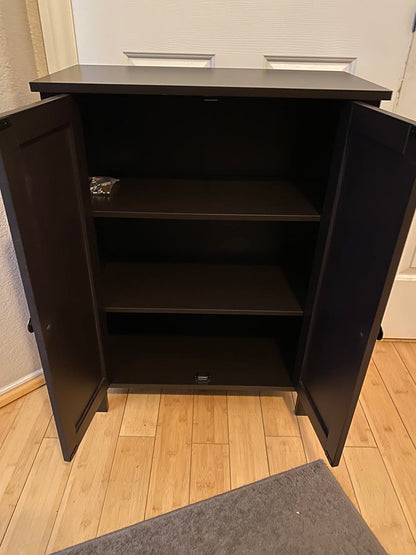 Bathroom Floor Storage Cabinet with Double Door Adjustable Shelf, 24”L x 12”W x 31.5”H White - HWLEXTRA 