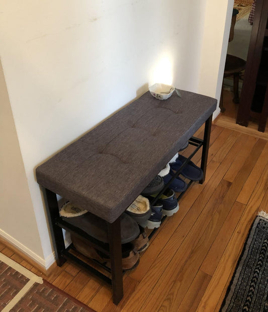 Shoe Bench, 3-Tier Shoe Rack for Entryway, Storage Organizer with Foam Padded Seat - HWLEXTRA 