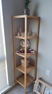 5-Tier Bamboo Bathroom Shelf, Standing Kitchen Rack, 13" x 13" x 57.5"
