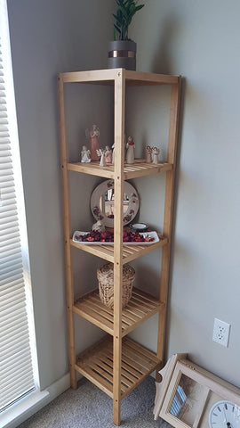 5-Tier Bamboo Bathroom Shelf, Standing Kitchen Rack, 13" x 13" x 57.5"