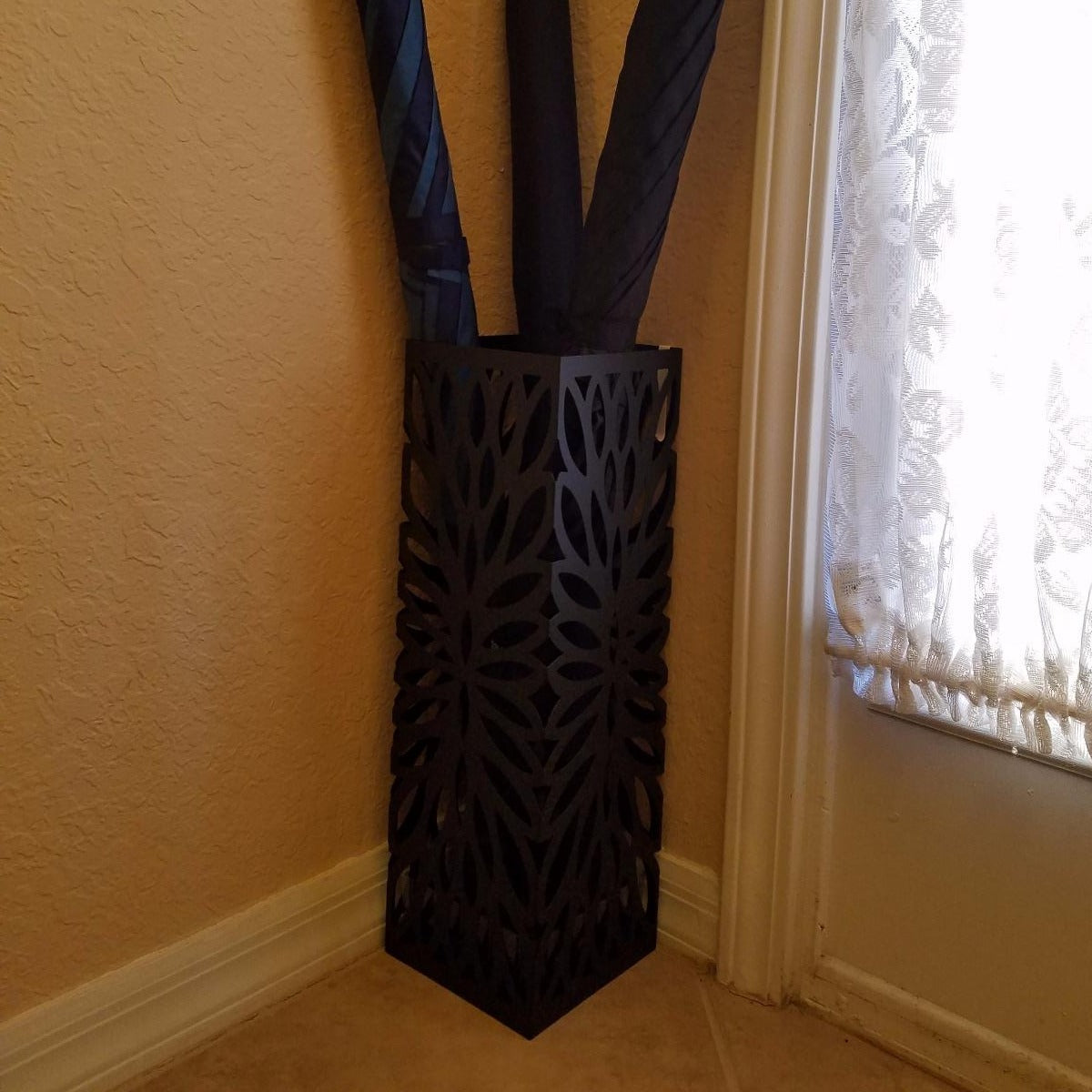 Square Metal Umbrella Stand Entryway Freestanding Umbrella Holder Rack Organizer