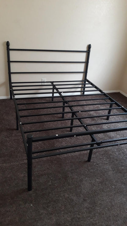 Full Size Metal Bed Frame Platform Mattress Foundation/Box Spring Replacement with Headboard
