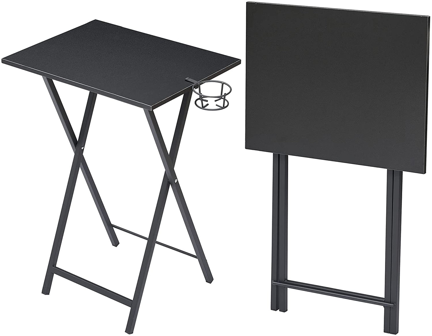 Foldable TV Tray Portable Wooden Snack Table for Livingroom, Tiny Desk, Set of 2