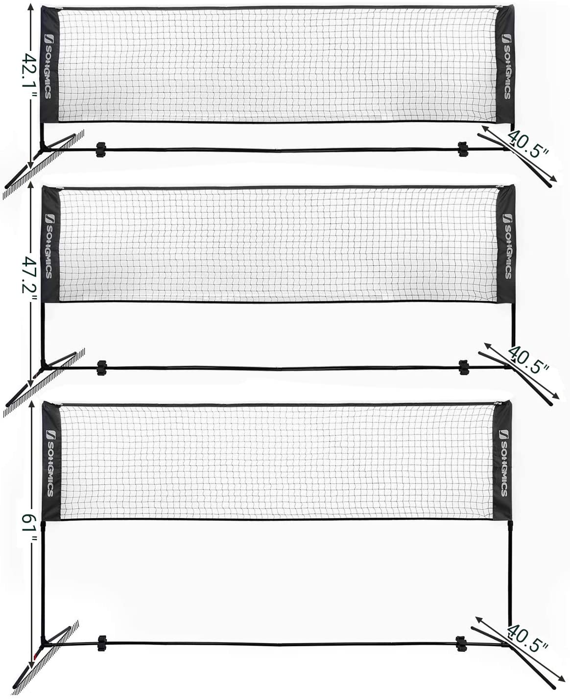 Badminton Net Set, Portable Sports Set for Badminton, Tennis, Kids Volleyball, Pickleball